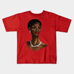 Black Elegance Excellent Melanin Woman Beautiful Portrait Kids T-Shirt